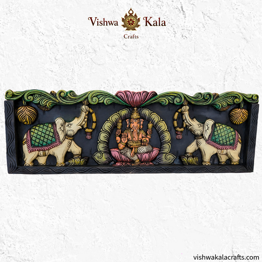 Gaja_Ganesha_wood_carving_wall_panel_36_inches.