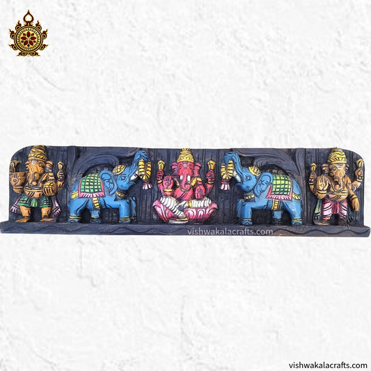 Gaja Ganesha -Triple Ganesa with Double Elephant