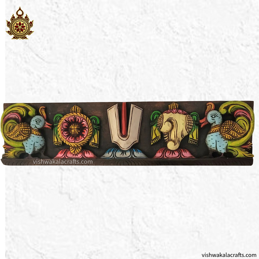 Namam Sangu Chakram with Annam - Wooden wall panel
