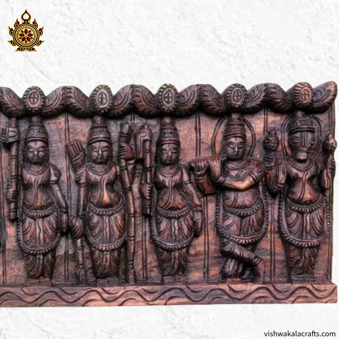 Dasavatharam Handcarved wooden wall panel