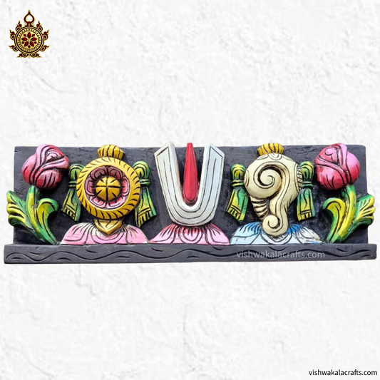 Wooden Namam Sangu Chakram Wooden Wall panel