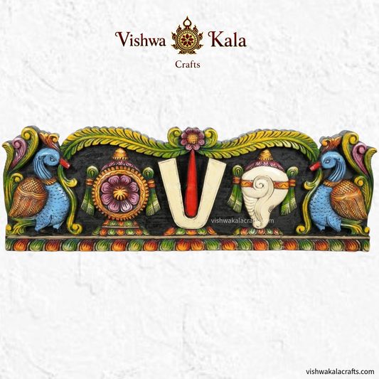 Namam sangu Chakram Wooden Hand-Carved Balaji Wall Decor