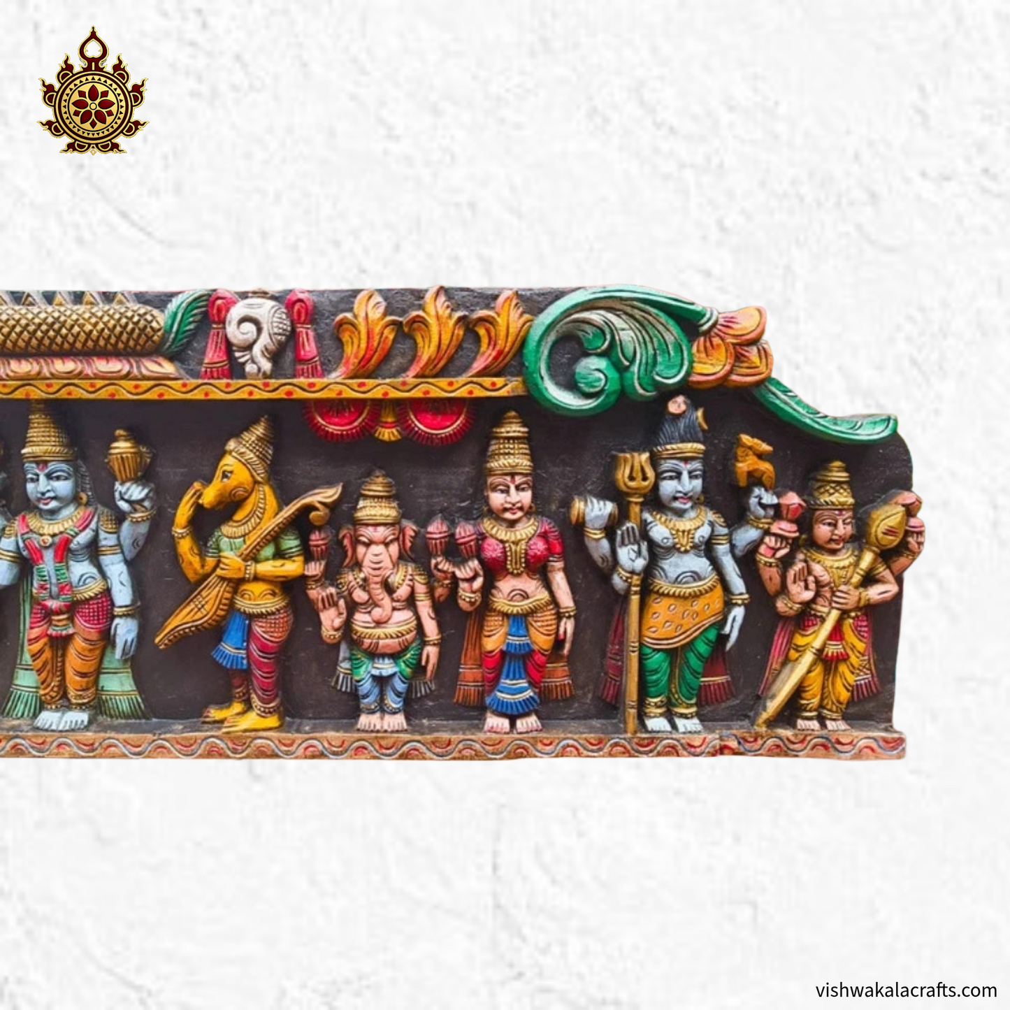 Srinivasa Kalyanam Wooden Wall Panel Handcarved Multicolour