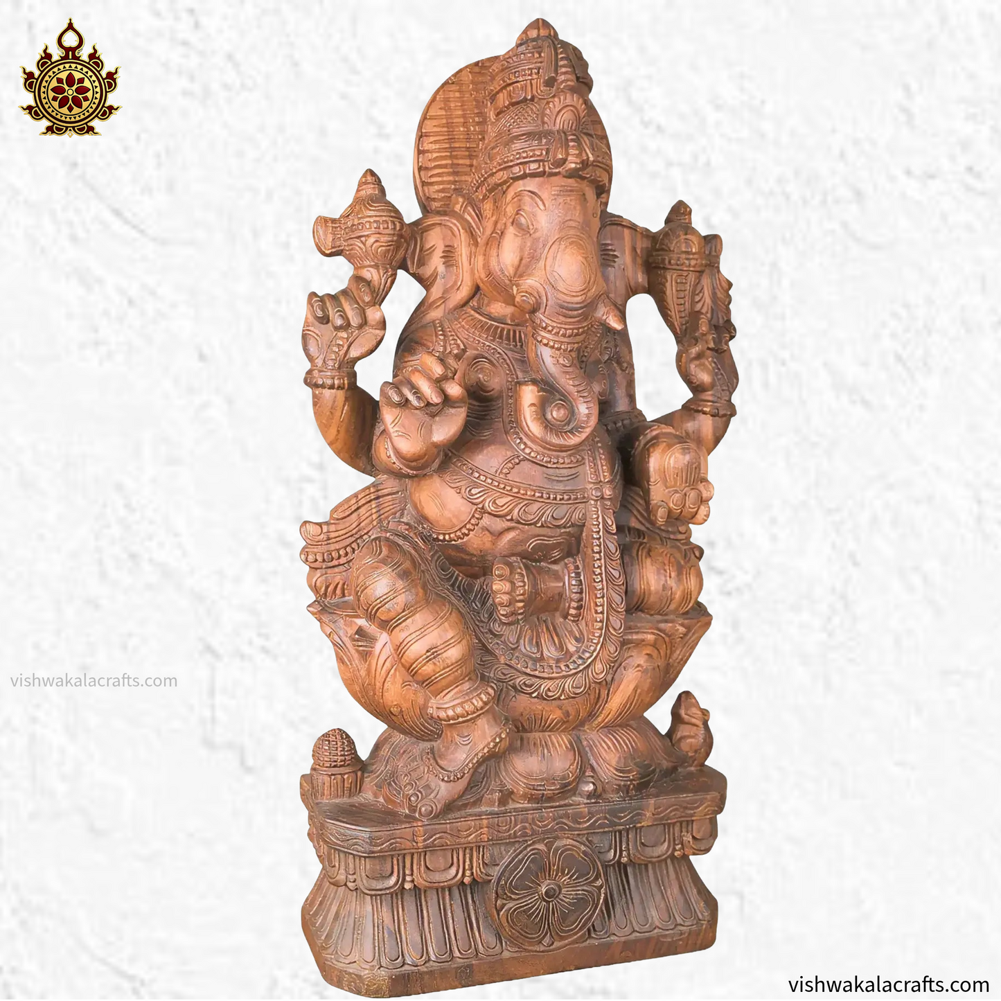 Handcrafted Wooden Lord Ganesha Sculpture 36''