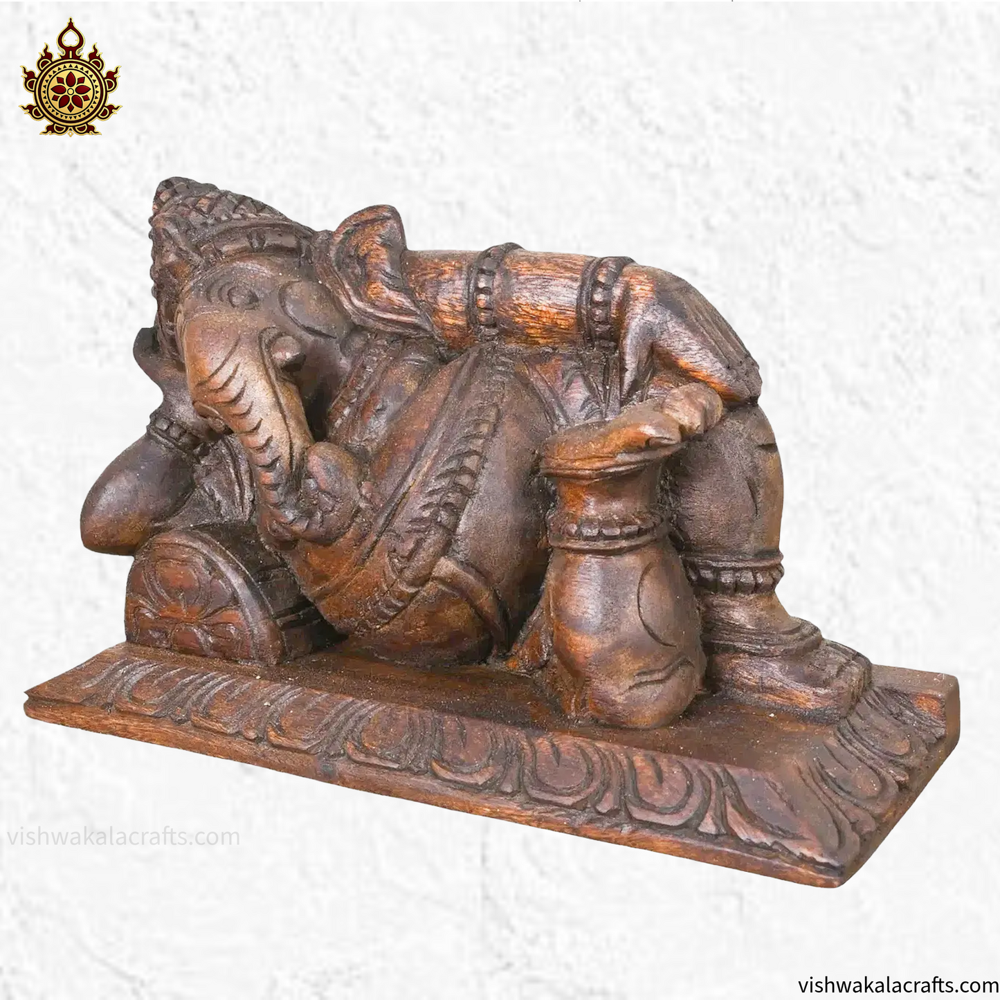Reclining Ganesh Wooden Statue Traditional Home Decor 13