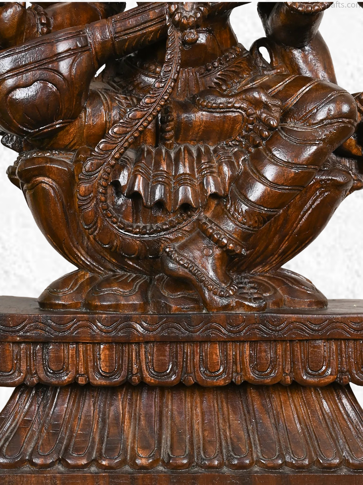 Saraswati Devi Wooden Handcarved statue-23"