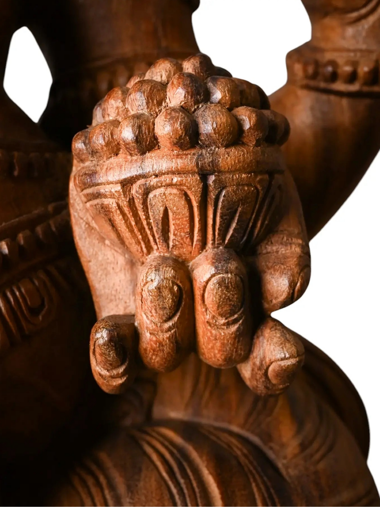 Handcrafted Wooden Seated Ganesha on Lotus Pedestal - Statue (3 feet)