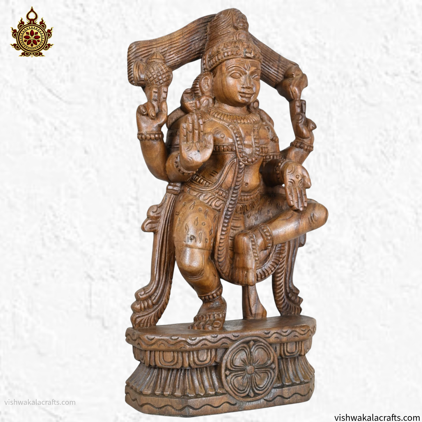 Handcrafted Wooden Blessing Lord Shiva Standing Sculpture (2 feet) Vaagai wood