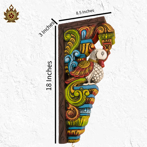 White annam wall brackets corbel chettinad indian traditional ethnic handicrafts entrance decor pillar decor puja decor (18x8.5x3) (Single)