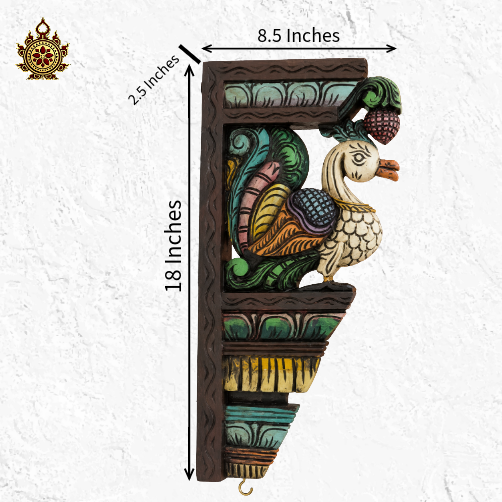 Annam Big wood carving wall bracket corbel mahogany wood traditional chettinad handicrafts (18x8.5x2.5) (Single)