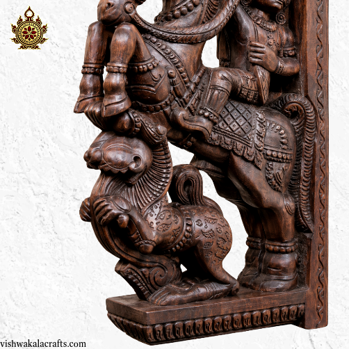 Horse Yali Wooden Wall Bracket Antique Style Corbel traditional chettinad handicrafts(18x10x3) Inches (Single)