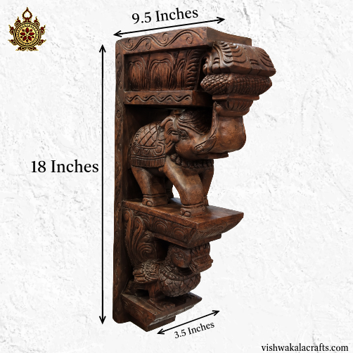 Elephant Trunk Up With Annam Big Wall Bracket Handicrafts (18x9.5x3.5) Inches (Single)