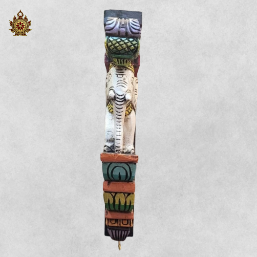 Chettinad full elephant wall bracket white mahogany wood carving traditional indian handicrafts ethnic decor (Single)