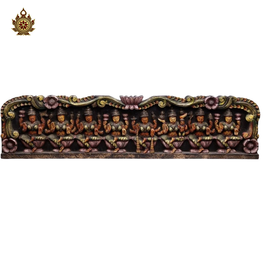 Multicolour Handcarved Ashtalakshmi Horizontal Panel (48x12x2) Inches