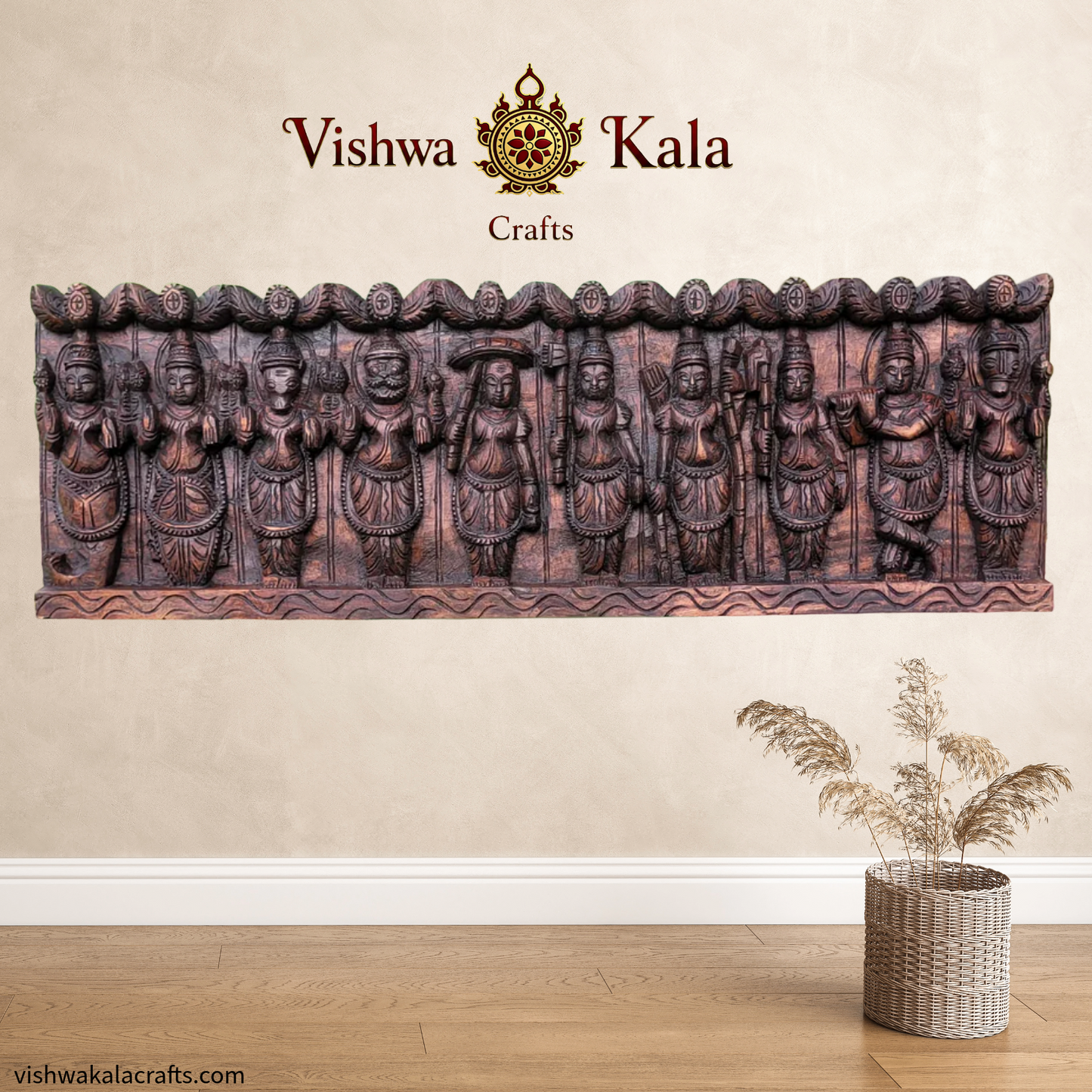 Dasavatharam wood panel wall hanging