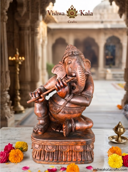 Flute Playing Ganesha Statue