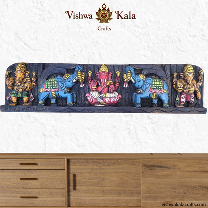 Gaja Ganesha wood panel