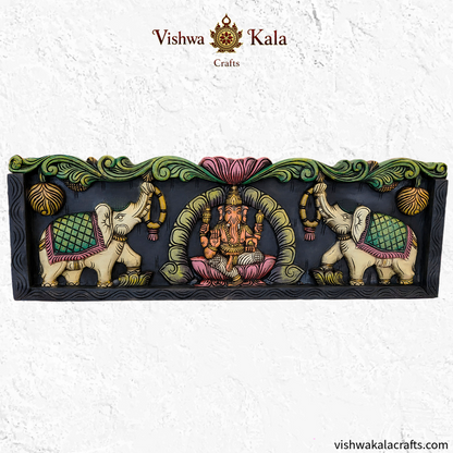 Gaja_Ganesha_wood_carving_wall_panel_36_inches.