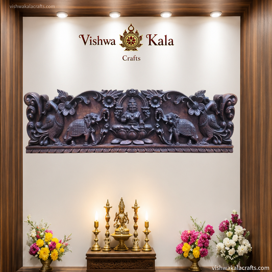 Gajalakshmi rose wood wall panel decor