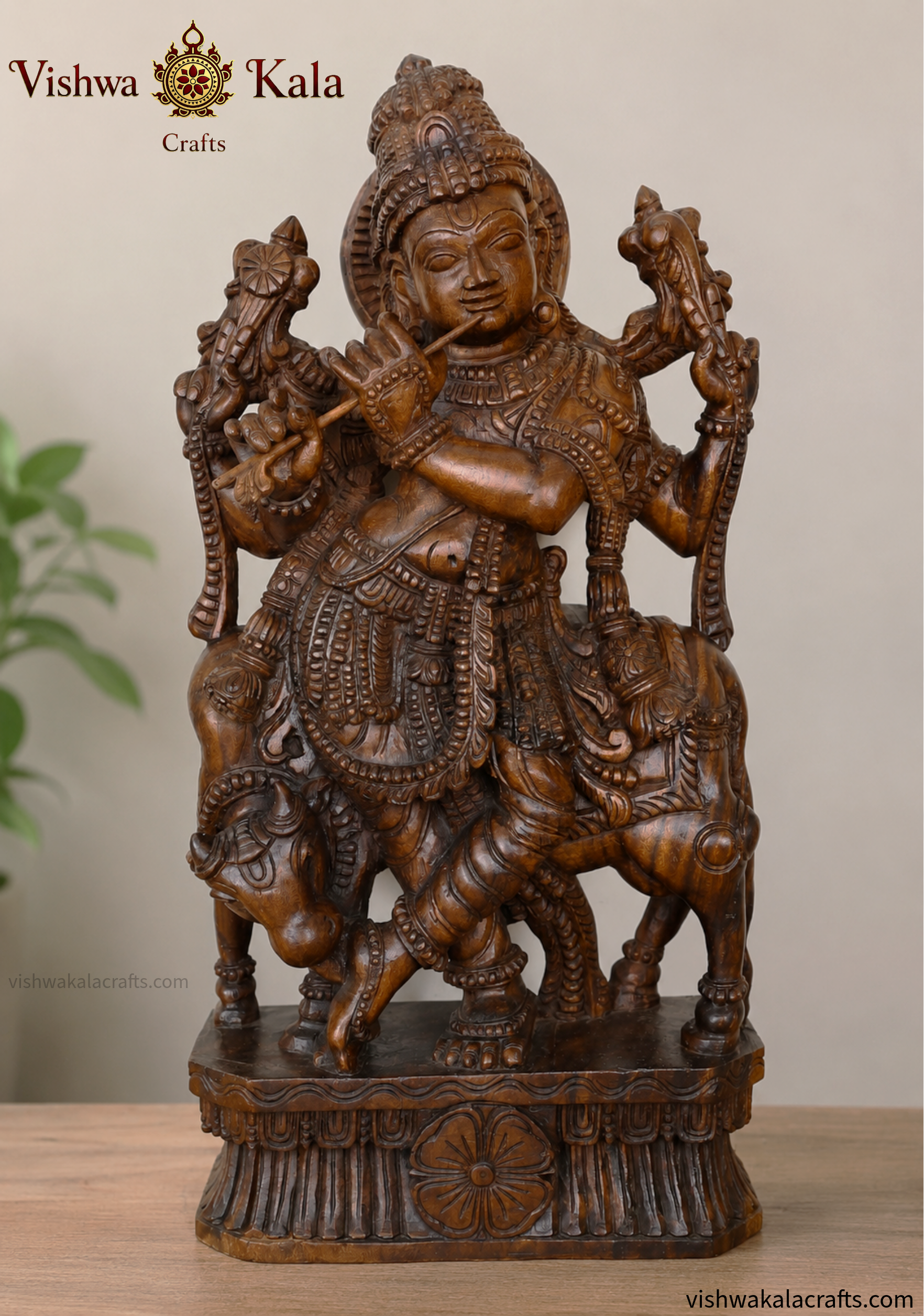 Handcrafted Wooden Gopal Krishna (3 feet)