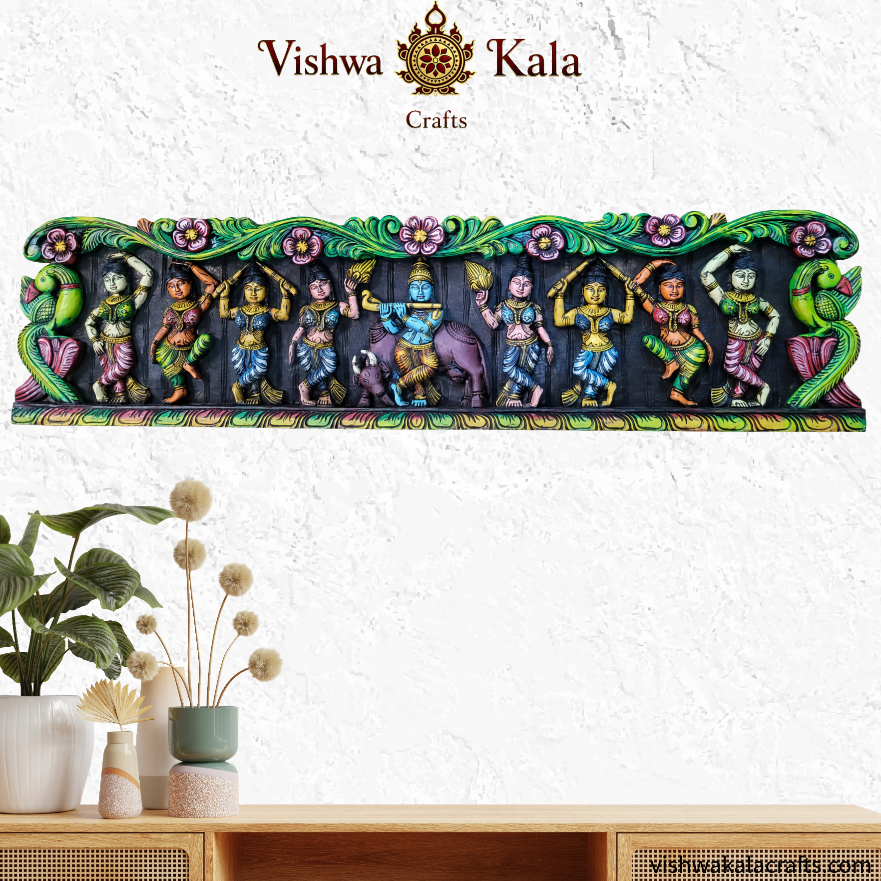 Krishna with gopikas  wall panel
