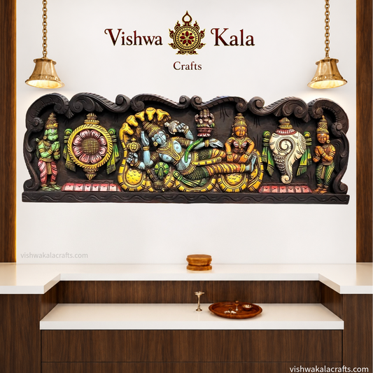 Lord Ranganathar with Garudar & Hanuman with Sangu Chekkaram Wall Panel