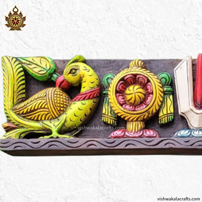 Namam Sangu Chakram with Parrot Wooden Wall panel