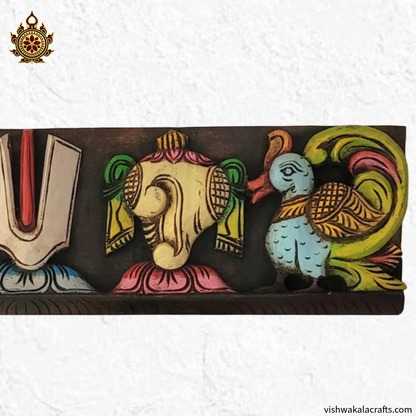 Namam Sangu Chakram with Annam - Wooden wall panel