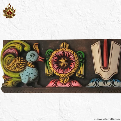 Namam Sangu Chakram with Annam - Wooden wall panel