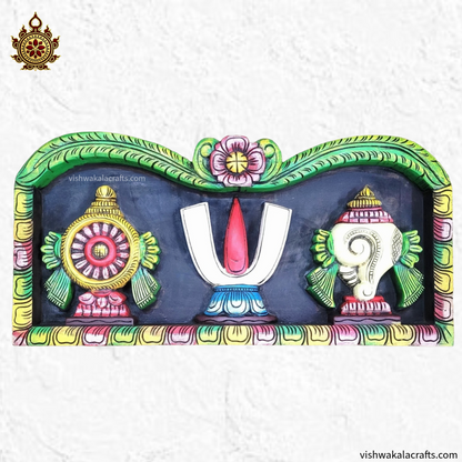 Namam Sangu chakram Wooden Wall panel