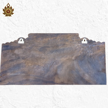 Goddess Gajalakshmi Blue Eliphants Wooden Wall Panel