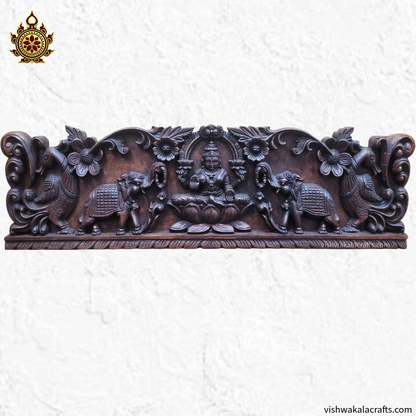 Gajalakshmi with elephants Rosewood colour wall panel