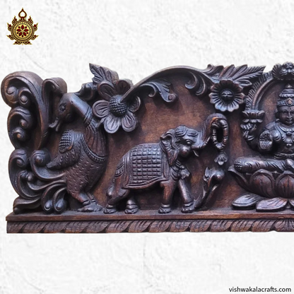 Gajalakshmi with elephants Rosewood colour wall panel