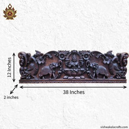 Gajalakshmi with elephants Rosewood colour wall panel