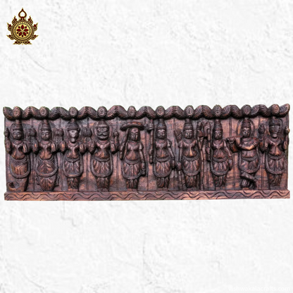 Dasavatharam Handcarved wooden wall panel