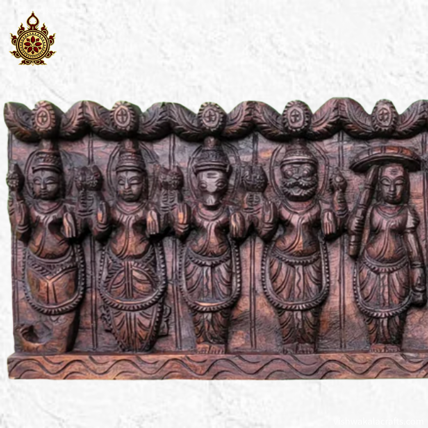 Dasavatharam Handcarved wooden wall panel