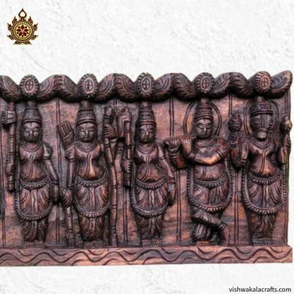 Dasavatharam Handcarved wooden wall panel