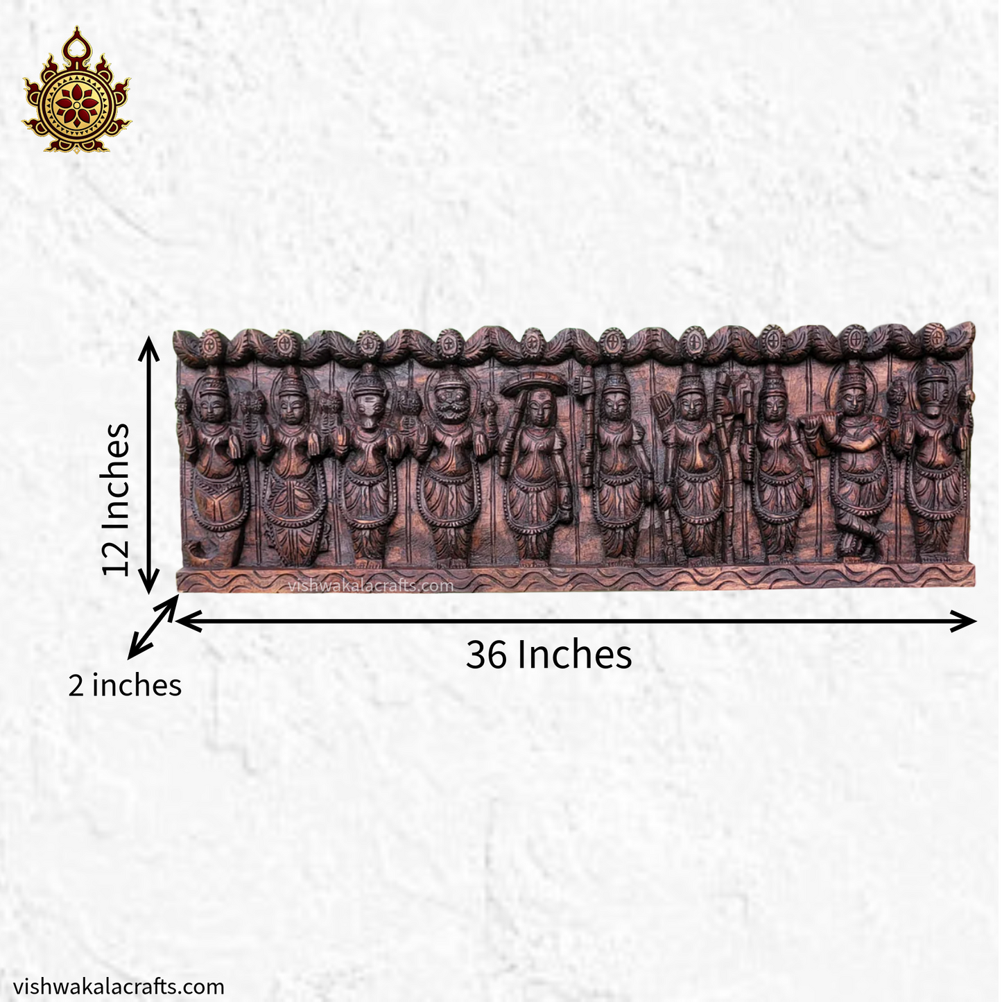 Dasavatharam Handcarved wooden wall panel