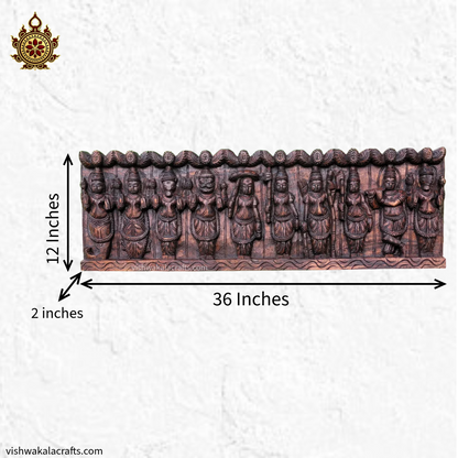 Dasavatharam Handcarved wooden wall panel