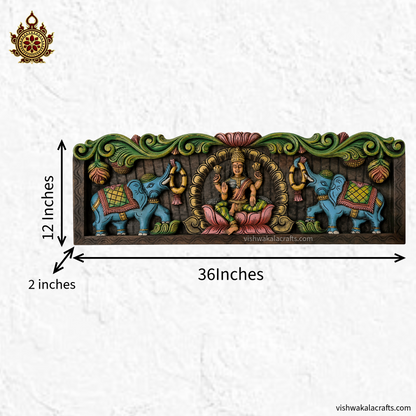 Gajalakshmi Wooden wall panel Multicolour Home Decor HandCarved