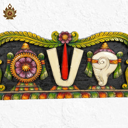 Namam sangu Chakram Wooden Hand-Carved Balaji Wall Decor