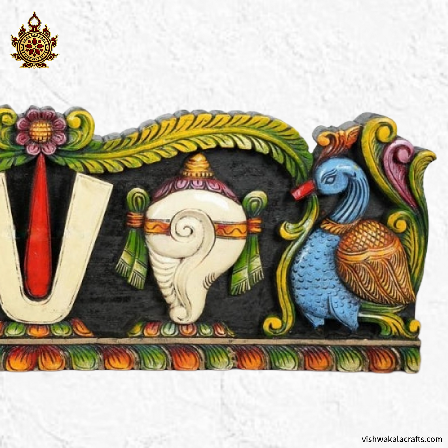 Namam sangu Chakram Wooden Hand-Carved Balaji Wall Decor