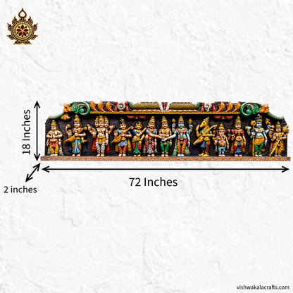 Srinivasa Kalyanam Wooden Wall Panel Handcarved Multicolour