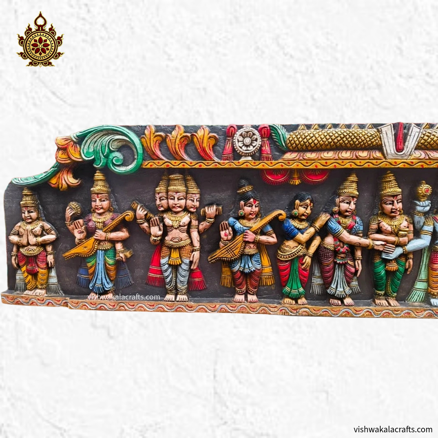 Srinivasa Kalyanam Wooden Wall Panel Handcarved Multicolour