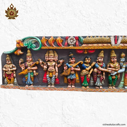 Srinivasa Kalyanam Wooden Wall Panel Handcarved Multicolour