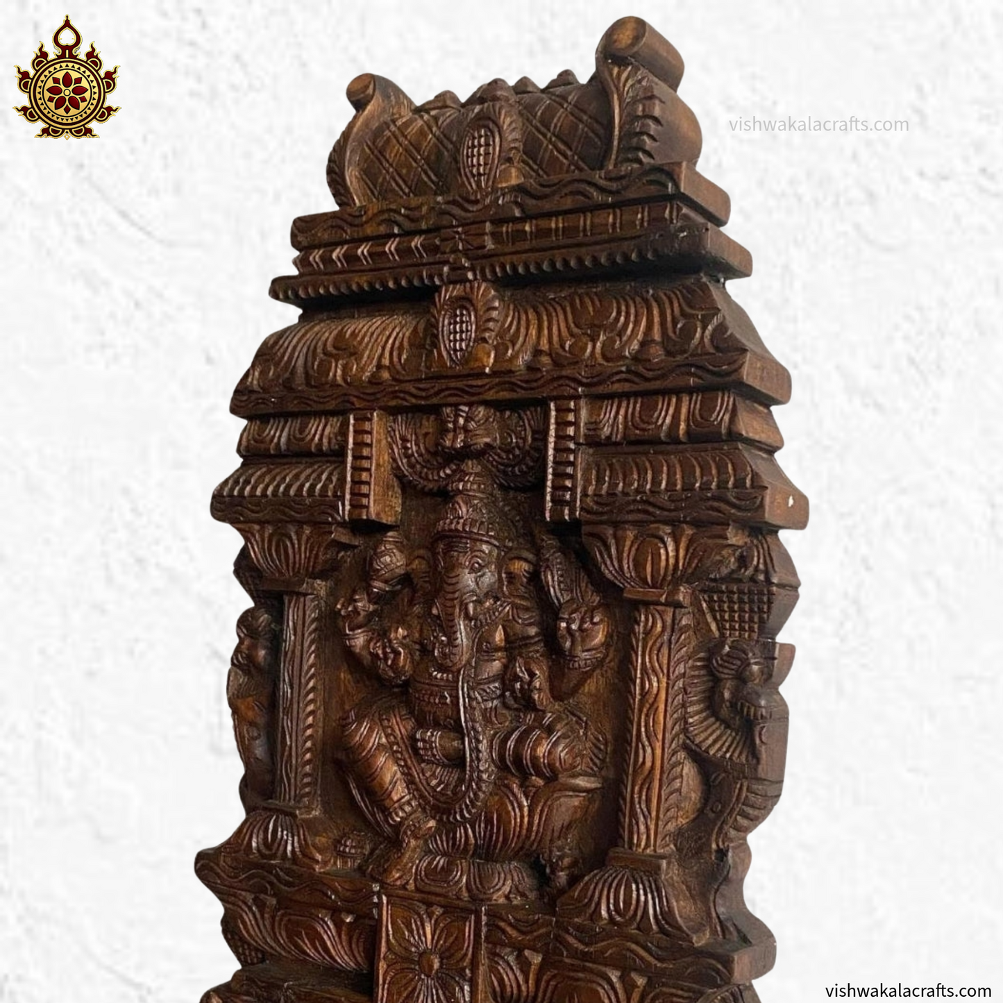 Handcrafted Wooden Kavadi Ganesha Gopuram Wall Panel