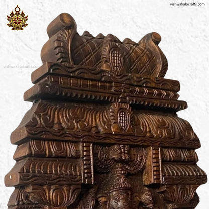 Handcrafted Wooden Kavadi Ganesha Gopuram Wall Panel