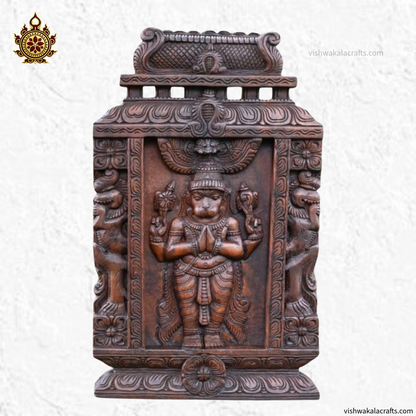 Wooden Hanuman Gopuram Carving Wall Panel