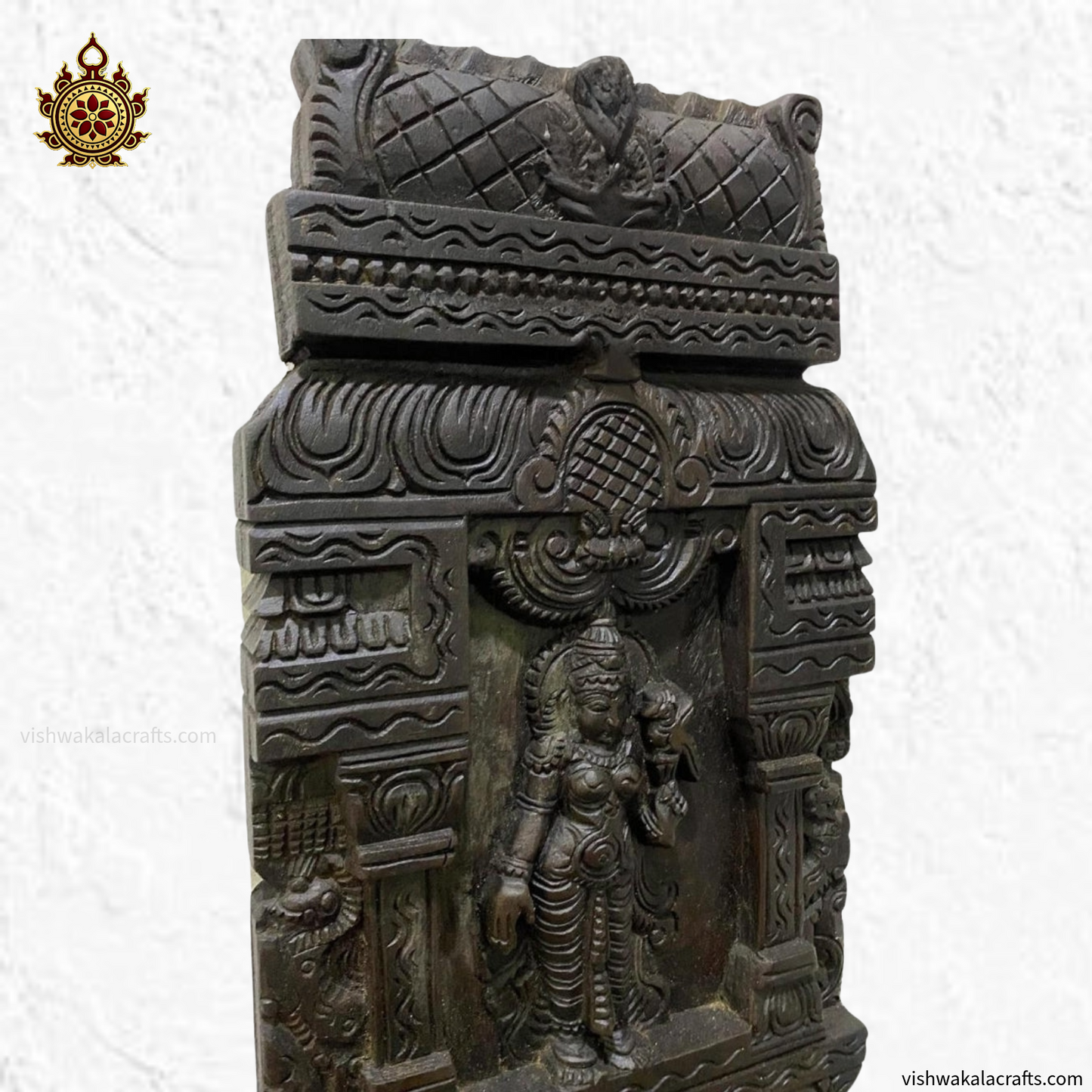 Handcrafted Meenakshi Amman Kavadi Style Vertical Wooden Wall Panel