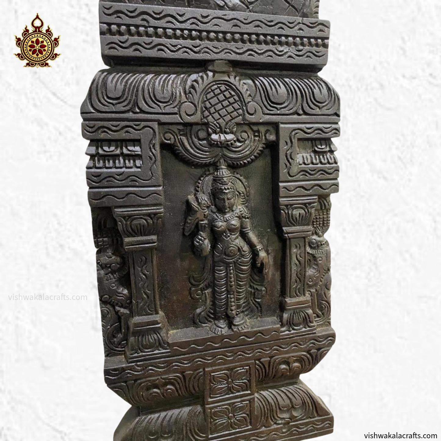Handcrafted Meenakshi Amman Kavadi Style Vertical Wooden Wall Panel